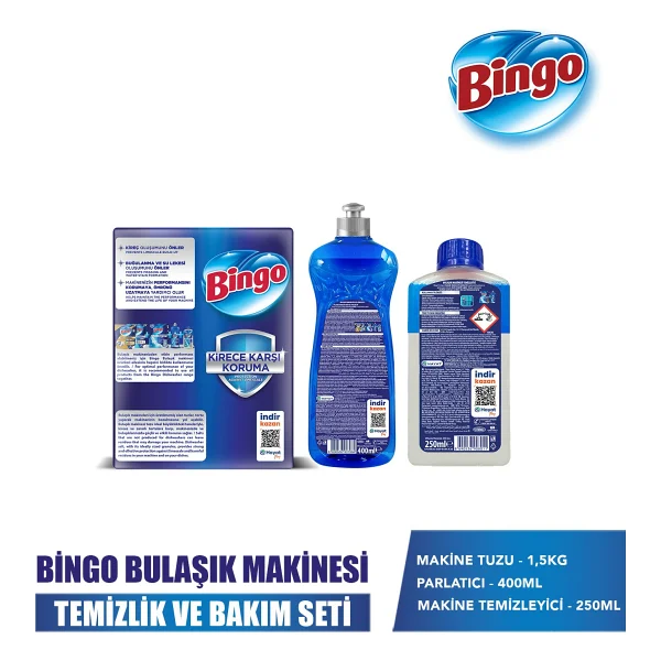 Bingo Bulaşık Makinesi Temizlik Seti (Makine Temizleyici 250 Ml+Tuz 1,5 Kg+Parlatıcı 400 Ml) - Görsel 2