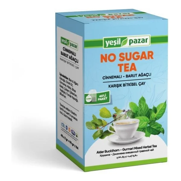 Yeşil Pazar Cinnemalı Barut Ağaçlı No Sugar Tea Bitki Çayı 45'li - Görsel 2