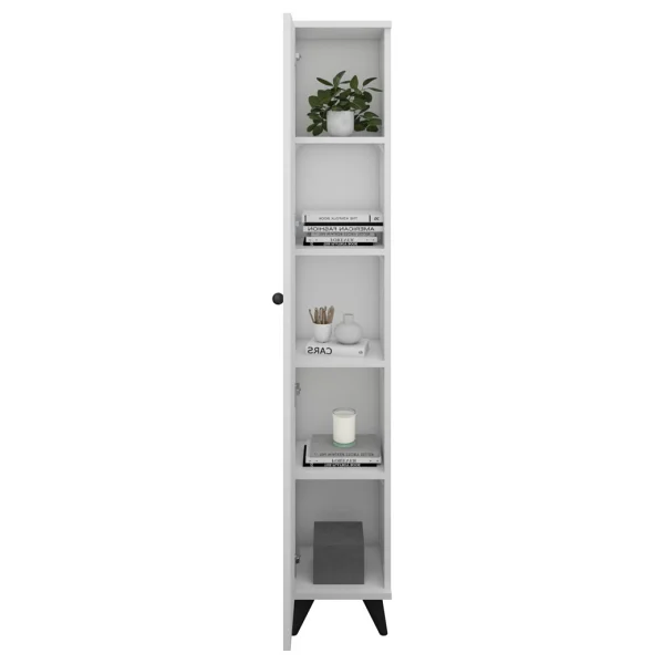 Dienni Simple Çok Amaçlı Dolap 4 Raflı Tek Kapaklı 30x30x176 Beyaz - Görsel 4