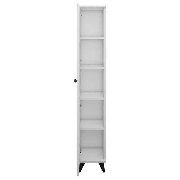 Dienni Simple Çok Amaçlı Dolap 4 Raflı Tek Kapaklı 30x30x176 Beyaz - Görsel 5