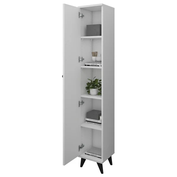 Dienni Simple Çok Amaçlı Dolap 4 Raflı Tek Kapaklı 30x30x176 Beyaz - Görsel 8