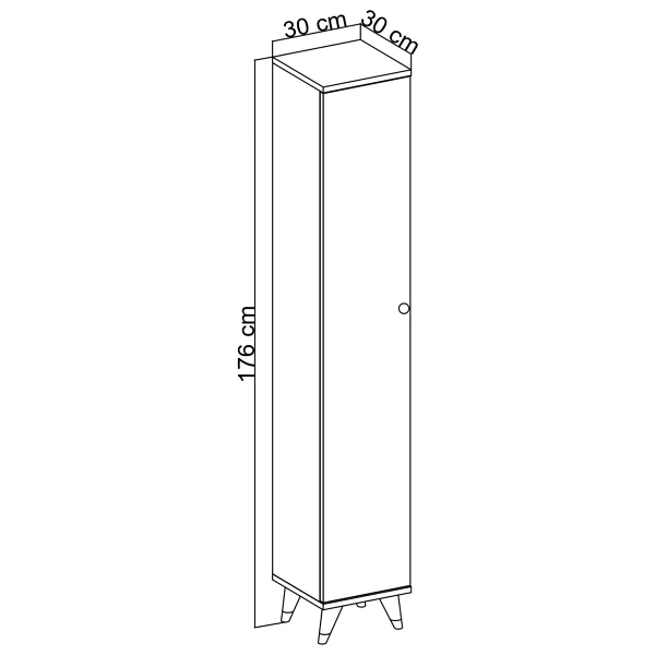 Dienni Simple Çok Amaçlı Dolap 4 Raflı Tek Kapaklı 30x30x176 Beyaz - Görsel 9