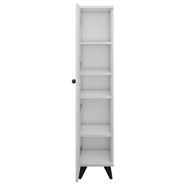Dienni Simple Çok Amaçlı Dolap 4 Raflı Tek Kapaklı 30x30x144 Beyaz - Görsel 3