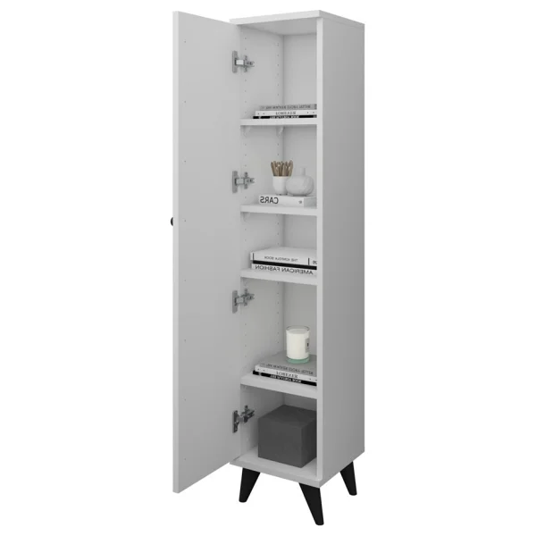Dienni Simple Çok Amaçlı Dolap 4 Raflı Tek Kapaklı 30x30x144 Beyaz - Görsel 6