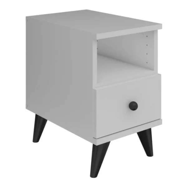 Dienni Simple Komodin Tek Raflı Tek Çekmeceli 30x44x48 Beyaz - Görsel 3
