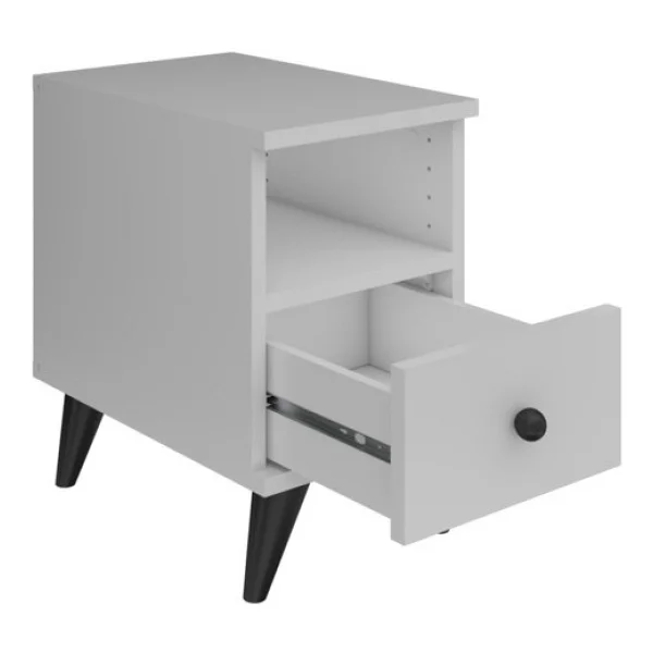Dienni Simple Komodin Tek Raflı Tek Çekmeceli 30x44x48 Beyaz - Görsel 5
