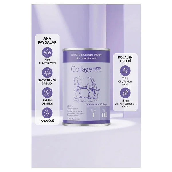 Collagen Forte Platinum Collagen Powder 500g, %100 Saf, Doğal Çift Hidrolize Kolajen Peptitler (50 Porsiyon) - Görsel 7