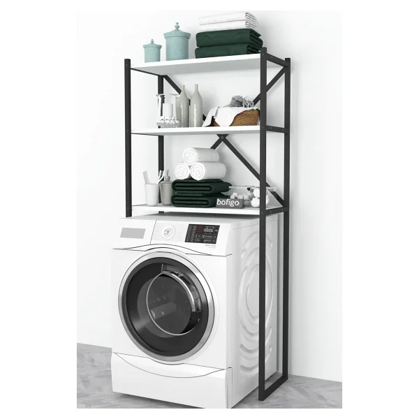 Bofigo 3 Raflı Metal Banyo Düzenleyici Metal Banyo Rafı Çamaşır Makinası Üstü Çam - Görsel 6