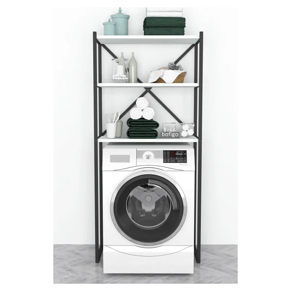 Bofigo 3 Raflı Metal Banyo Düzenleyici Metal Banyo Rafı Çamaşır Makinası Üstü Çam - Görsel 2