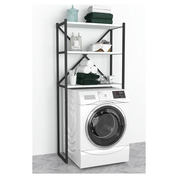 Bofigo 3 Raflı Metal Banyo Düzenleyici Metal Banyo Rafı Çamaşır Makinası Üstü Çam - Görsel 3