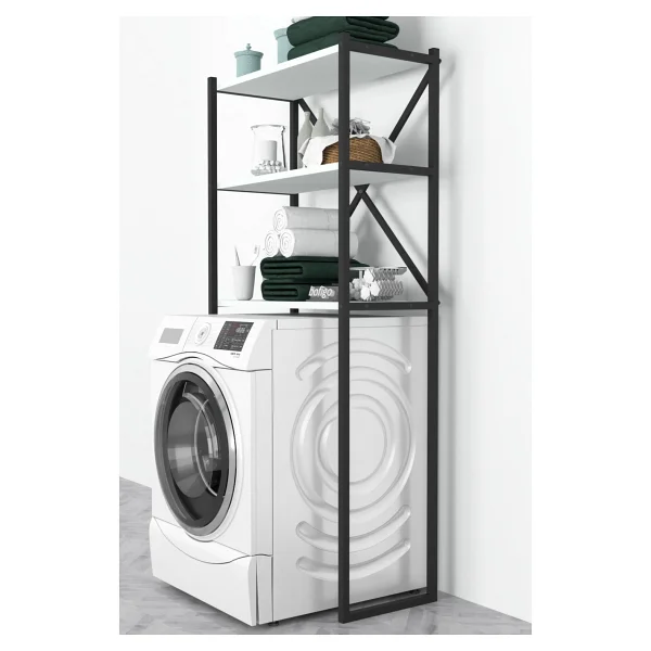Bofigo 3 Raflı Metal Banyo Düzenleyici Metal Banyo Rafı Çamaşır Makinası Üstü Çam - Görsel 4