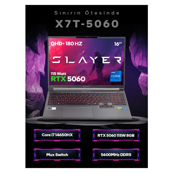 Game Garaj Slayer X7t-5060 İ7-14650hx 32 GB 1 TB SSD Rtx5060 16" Wqxga Gaming Laptop - Görsel 2