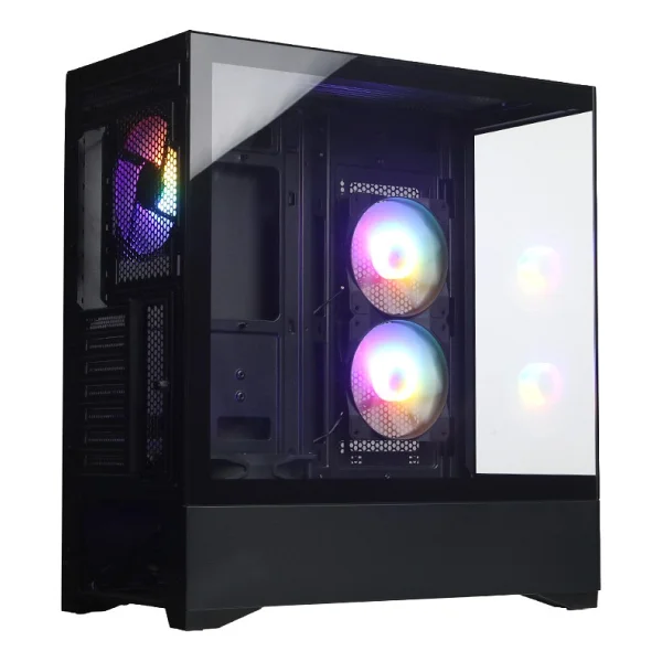 Dark Diamond Pro 2025 Edition 4x12cm Frgb LED Fanlı, 1x USB 3.1, 2x USB 2.0, Tempered Glass, Panoramik Akvaryum Siyah Oyuncu Kasası - Görsel 3