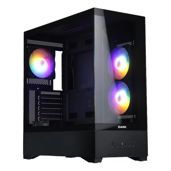 Dark Diamond Pro 2025 Edition 4x12cm Frgb LED Fanlı, 1x USB 3.1, 2x USB 2.0, Tempered Glass, Panoramik Akvaryum Siyah Oyuncu Kasası - Görsel 2