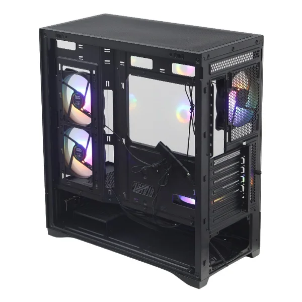 Dark Diamond Pro 2025 Edition 4x12cm Frgb LED Fanlı, 1x USB 3.1, 2x USB 2.0, Tempered Glass, Panoramik Akvaryum Siyah Oyuncu Kasası - Görsel 4