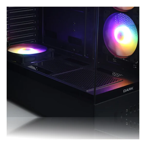 Dark Diamond Pro 2025 Edition 4x12cm Frgb LED Fanlı, 1x USB 3.1, 2x USB 2.0, Tempered Glass, Panoramik Akvaryum Siyah Oyuncu Kasası - Görsel 6
