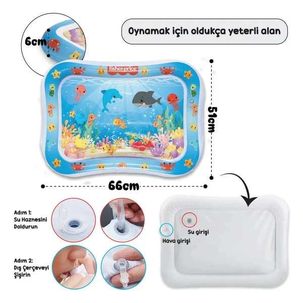 Fisher-Price Fisher Price-Dıytoy Tummy Time Aktiviteli Su Matı - Renkli - 63 X 47 Cm - Görsel 5