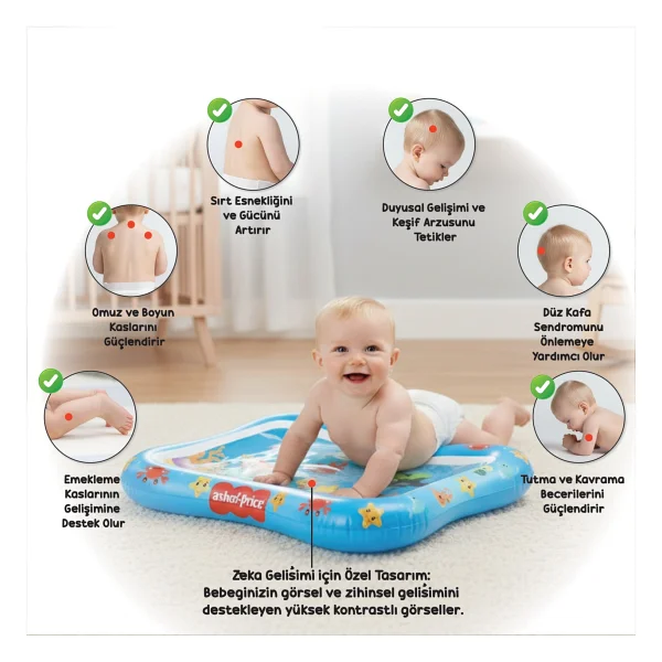 Fisher-Price Fisher Price-Dıytoy Tummy Time Aktiviteli Su Matı - Renkli - 63 X 47 Cm - Görsel 2