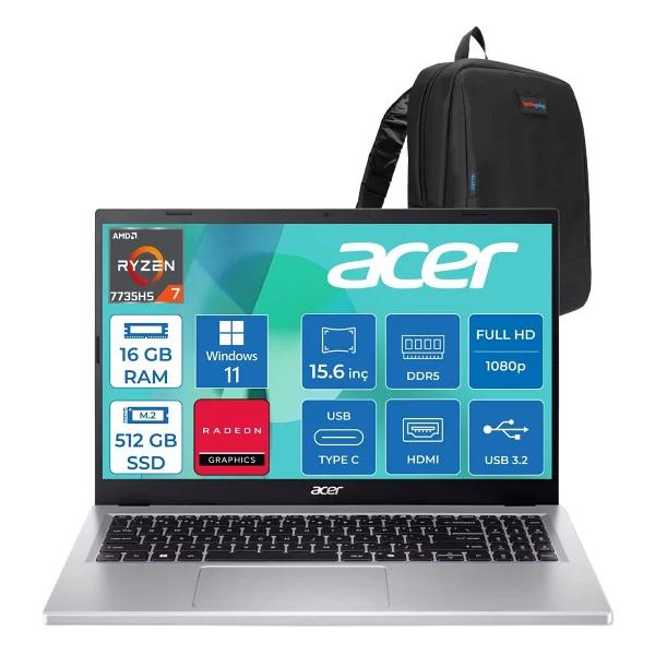 Acer Aspire Go Ag15-41 AMD Ryzen 7 7735hs 24gb 512gb SSD Windows 11 Home AMD Radeon Graphics 15.6'' Fullhd (1920x1080) Taşınabilir Bilgisayar Nxj7fey002h05 + Zetta Çanta - 512 GB - 24 GB - Görsel 7