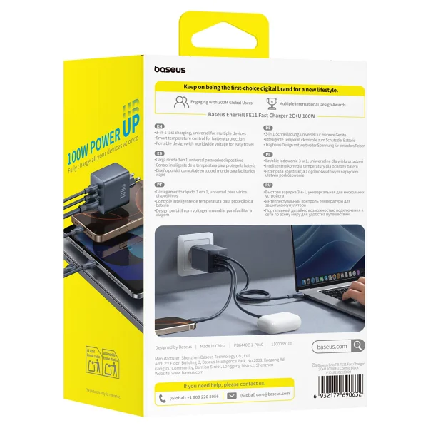 Baseus Enerfill Fe11 100 W Hızlı Şarj Adaptörü - Görsel 4