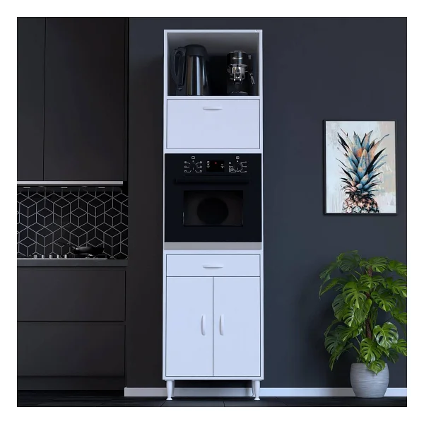 Modilayn Jolly Ankastre Dolap (60X239.7x56 Cm): 1 Çekmece, 3 Kapak, 4 Göz Raflı Mutfak, Kiler Dolabı - Görsel 6
