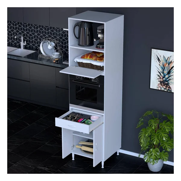 Modilayn Jolly Ankastre Dolap (60X239.7x56 Cm): 1 Çekmece, 3 Kapak, 4 Göz Raflı Mutfak, Kiler Dolabı - Görsel 7