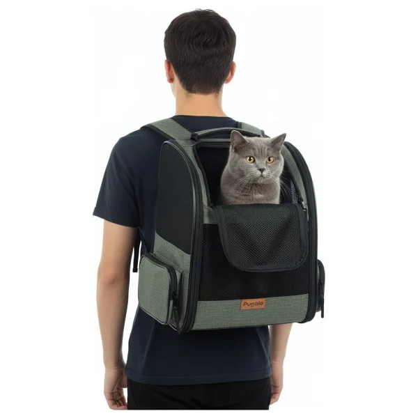 Pugalo Airmove Premium Kedi Köpek Taşıma Çantası Silinebilir Yırtılmaz Fileli Bükülmez Gövde (Mavi) - Görsel 10