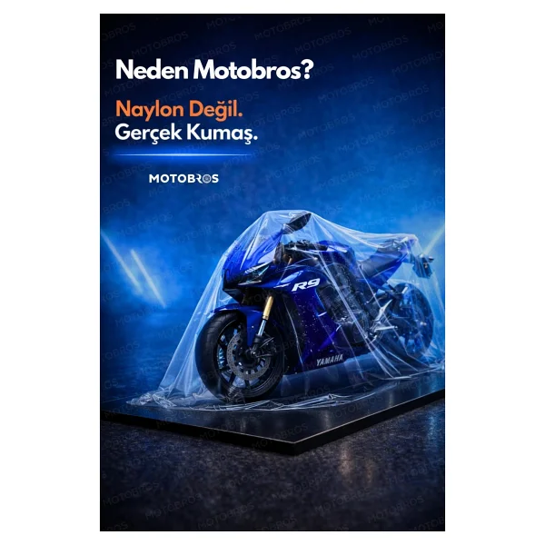 Motobros Motosiklet Brandası Universal Beden Ekstra Kalın Kumaş Su Geçirmez Toz-Güneş Korumalı Motor Brandası - Görsel 2