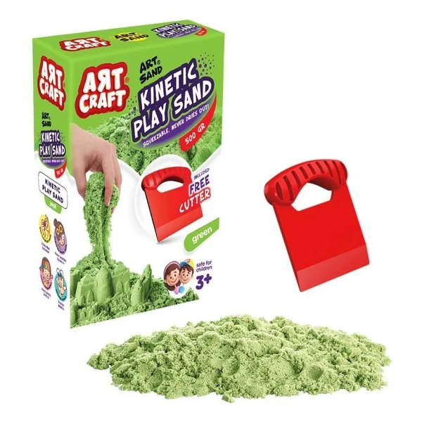Art Craft Aksesuarlı Yeşil Kinetik Oyun Kumu 500 Gr 03687 - Görsel 3