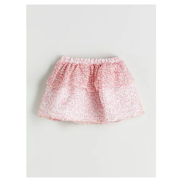 Lc Waikiki Yeni Sezon Beli Lastikli Çiçekli Kız Çocuk Etek - Pembe - 1 - 2 Yaş - Görsel 4
