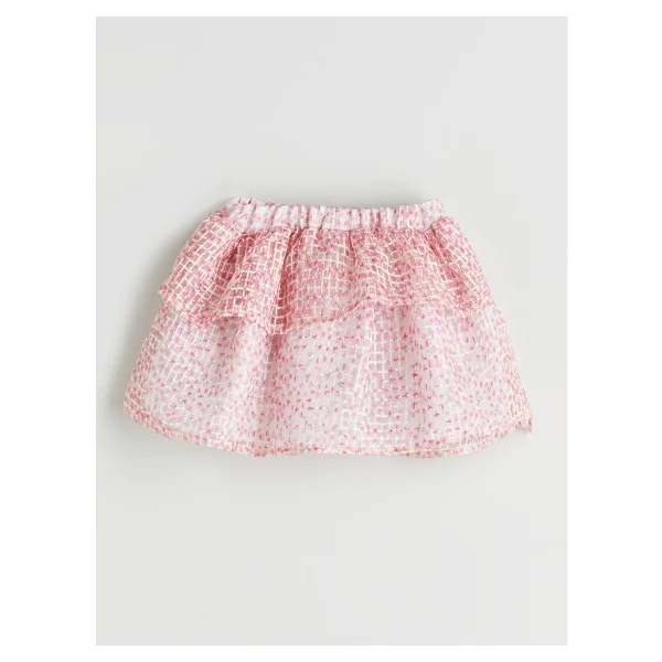 Lc Waikiki Yeni Sezon Beli Lastikli Çiçekli Kız Çocuk Etek - Pembe - 1 - 2 Yaş - Görsel 2