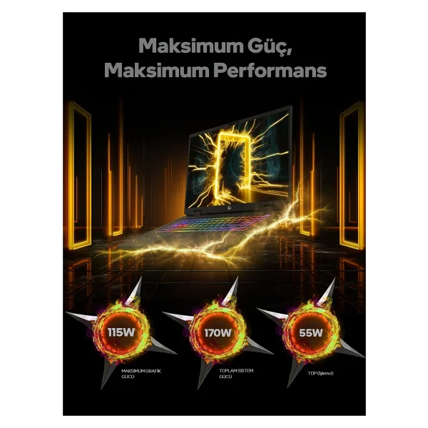 Game Garaj Slayer R9m3d XL-5070 C2 Ryzen 9 9955hx3d 32 GB 1 TB SSD Rtx5070 17" Wqxga Gaming Laptop - Görsel 3