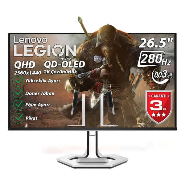 Lenovo Legion Pro 27q-10 68cfgacbtk 26.5" 0.03 Ms 2k Pivot 280 Hz OLED Oyuncu Monitörü - Görsel 2
