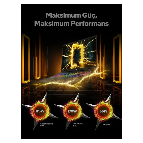 Game Garaj Slayer R9mxl-5060 C7 Ryzen 9 8940hx 16 GB 1 TB SSD Rtx5060 17" Wqxga Gaming Laptop - Görsel 3