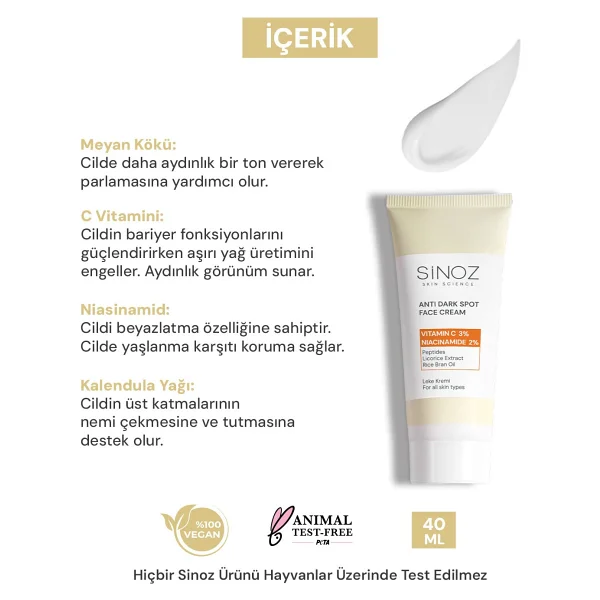 Sinoz Anti-Dark Spot Leke Kremi 40 Ml - Görsel 4