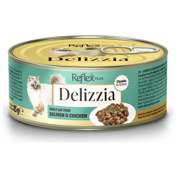 Reflex Plus Delizzia Gravy Somonlu ve Tavuklu 85 gr Yetişkin Konserve Kedi Maması - Görsel 4