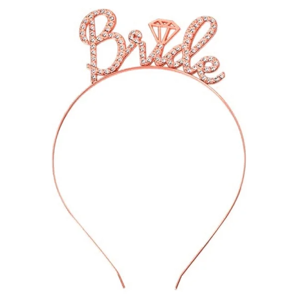 Rose Gold Renkli Taşlı "Bride" Gelin Tacı - Görsel 3