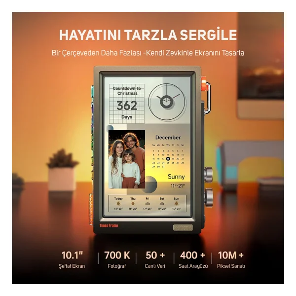 Divoom Times Frame 10.1 Akıllı Kişiselleştirilebilir Dijital Çerçeve, 64gb Siyah - Görsel 5