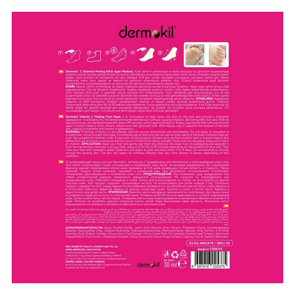 Dermokil C Vitaminli Peeling Etkili Soyulabilen 30 Ml Ayak Maskesi - Görsel 6