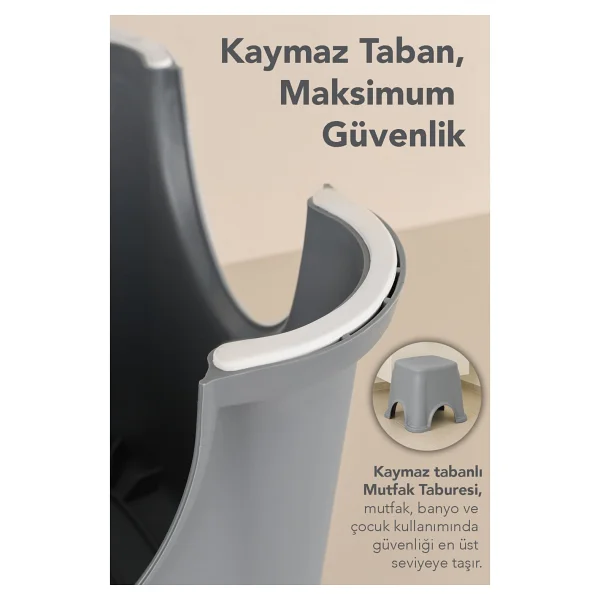 Meleni Home Kaymaz Banyo Taburesi - Kaydırmaz Tabanlı Çok Amaçlı Tabure 250 Kg Taşıma Kapasiteli Gri - Görsel 2