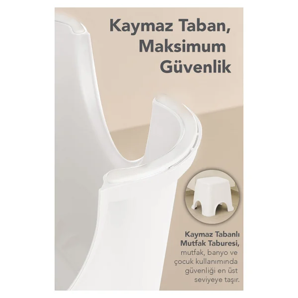 Meleni Home Kaymaz Banyo Taburesi - Kaydırmaz Tabanlı Çok Amaçlı Tabure 250 Kg Taşıma Kapasiteli Beyaz - Görsel 2