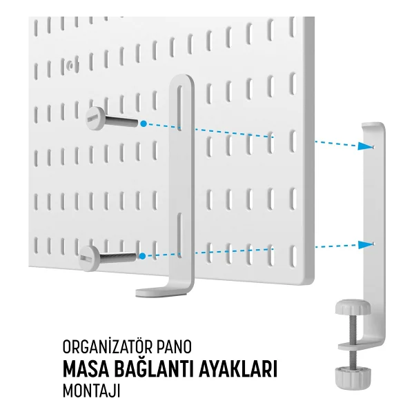Smilesepet Smile Sepet Çok Amaçlı Organizatör Pano Set Beyaz (28 X 40 Cm ) Metal Ayak Bağlantı - Görsel 3