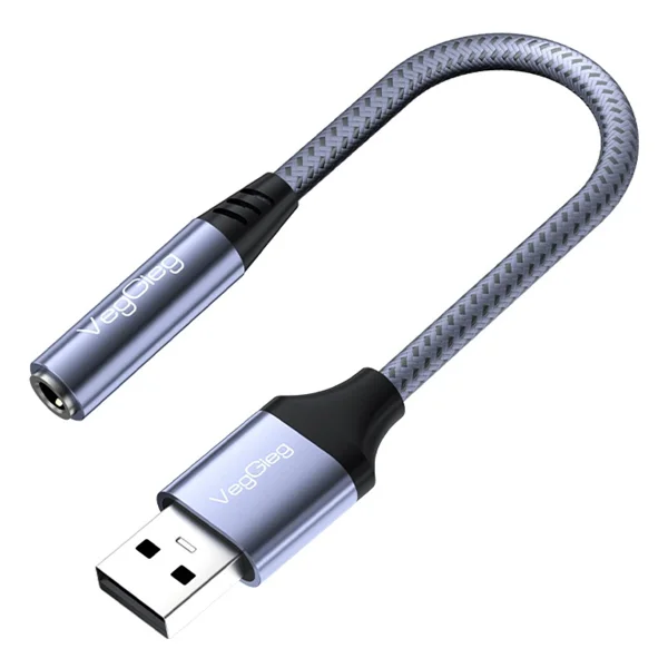 VegGieg USB-A to 3.5mm Jack Aux Mikrofon Destekli DAC Chip HiFi Ses Kartı - Görsel 9