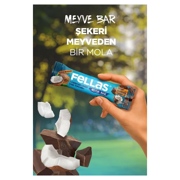 Fellas Meyve Bar - Hindistan Cevizli Ve Chialı (40 G) X 12 Adet - Görsel 3