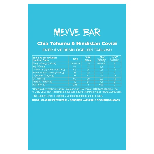 Fellas Meyve Bar - Hindistan Cevizli Ve Chialı (40 G) X 12 Adet - Görsel 6
