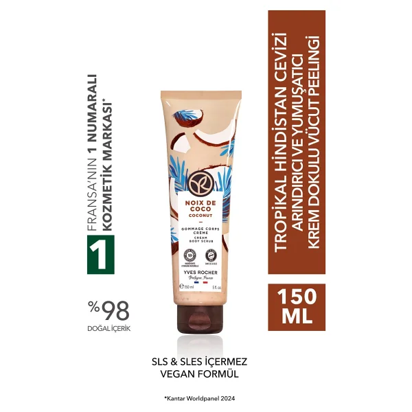 Yves Rocher Krem Dokulu Vücut Peelingi-Arındırıcı Yumuşatıcı Tropikal Hindistan Cevizi-SLS,SLES İçermez,Vegan-150ml - Görsel 8