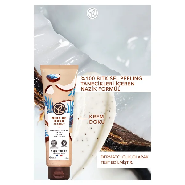 Yves Rocher Krem Dokulu Vücut Peelingi-Arındırıcı Yumuşatıcı Tropikal Hindistan Cevizi-SLS,SLES İçermez,Vegan-150ml - Görsel 9