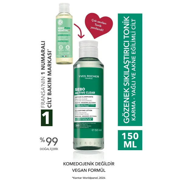 Yves Rocher Sebo Active Clear Arındırıcı Gözenek Sıkılaştırıcı 150 ml Tonik - Görsel 9