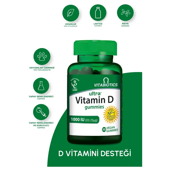 Vitabiotics Ultra Vitamin D Gummies 1000 IU 50 Kapsül - Görsel 6