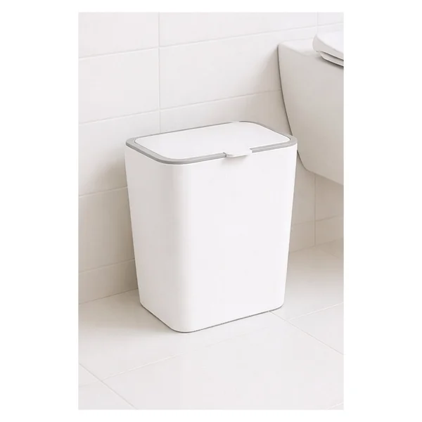 Primanova Flip Banyo Mutfak Tezgah Üstü Çöp Kovası - Beyaz - Görsel 6